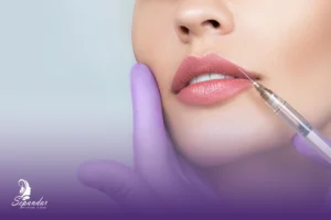 فردی که تزریق ژل لب است.