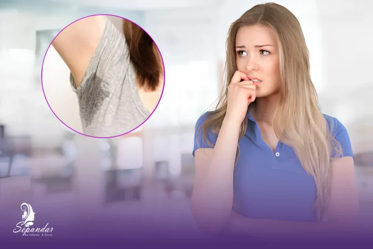 دختری که نگران عرق کردن زیر بغل خود است و به بوتاکس زیر بغل فکر میکند