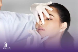 پزشک در حال تزریق فیلر به بینی یک خانم برای لیفت بینی و فرم دهی