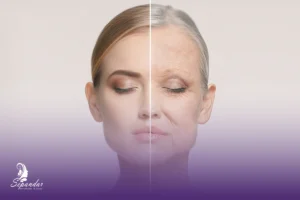 خانمی که نصف صورتش جوان و نصفش پیر و دارای پوست افتاده است و به دنبال درمان خانگی افتادگی پوست می‌گردد