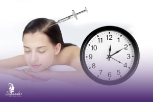 دختری که در حال تزریق هیر فیلر است و به ماندگاری هیر فیلر فکر میکند