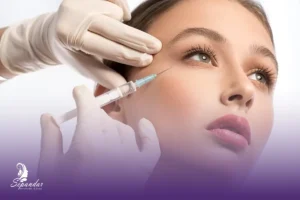 خانمی که در حال تزریق مزوژل است و به مراقبت‌ های بعد از تزریق مزوژل فکر می‌کند